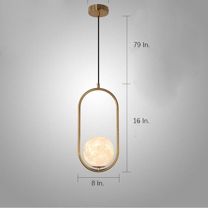 Oval Hanging Lantern LED Pendant Light with Adjustable Height and Acrylic Shade for Bedroom