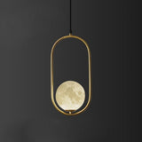 Oval Hanging Lantern LED Pendant Light with Adjustable Height and Acrylic Shade for Bedroom
