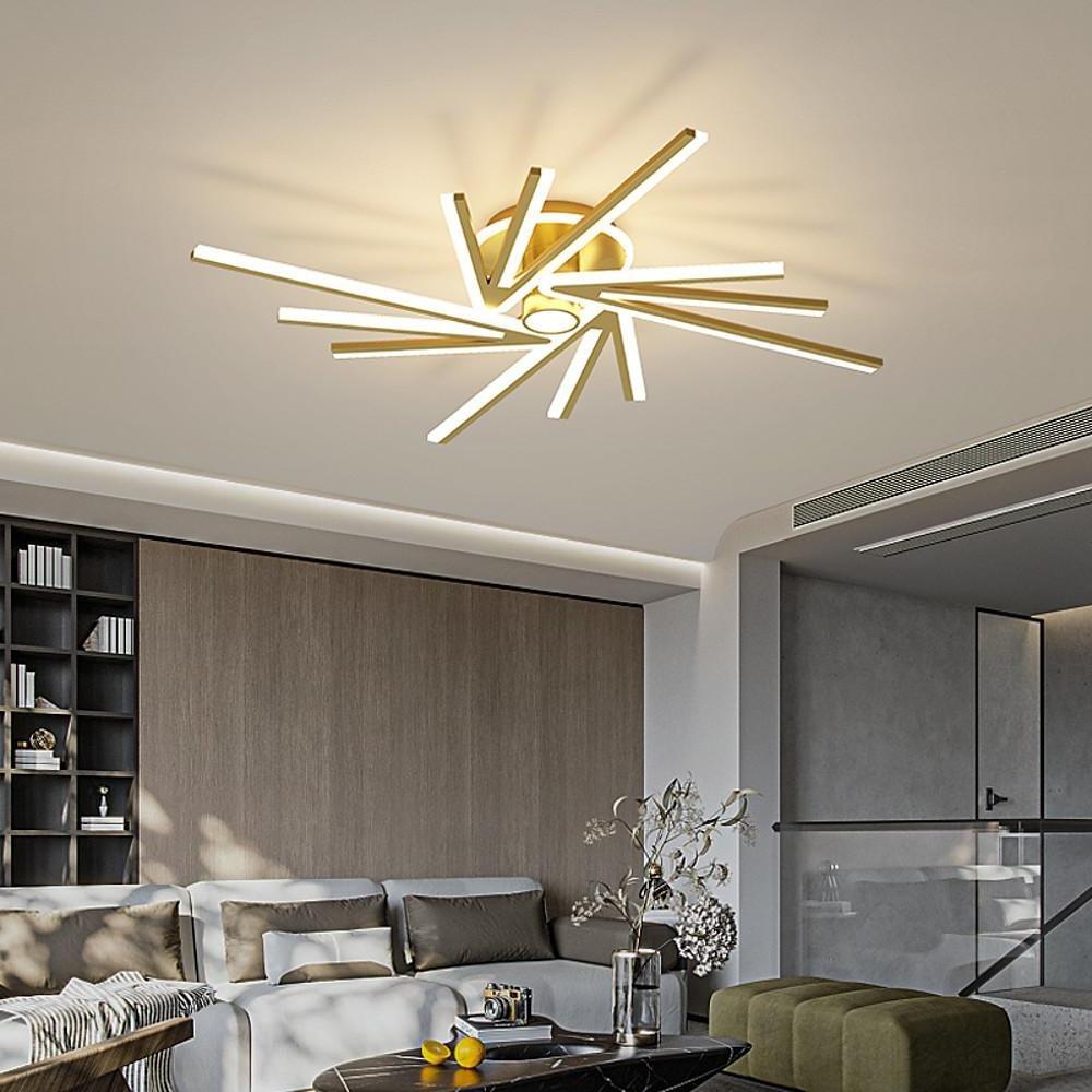 Modern Flower Shaped LED Ceiling Light Abstract Gold Geometric Flush Mount Fixture