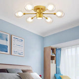 Modern 6 Light Globe Glass Flush Mount Ceiling Light for Bedroom and Living Room