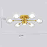 Modern 6 Light Globe Glass Flush Mount Ceiling Light for Bedroom and Living Room
