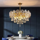 Modern Lantern Crystal Flush Mount Ceiling Light Metal Candelabra LED Fixture