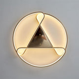 Modern Gold Geometric LED Ceiling Light Fixture Low Profile Flush Mount for Bedroom