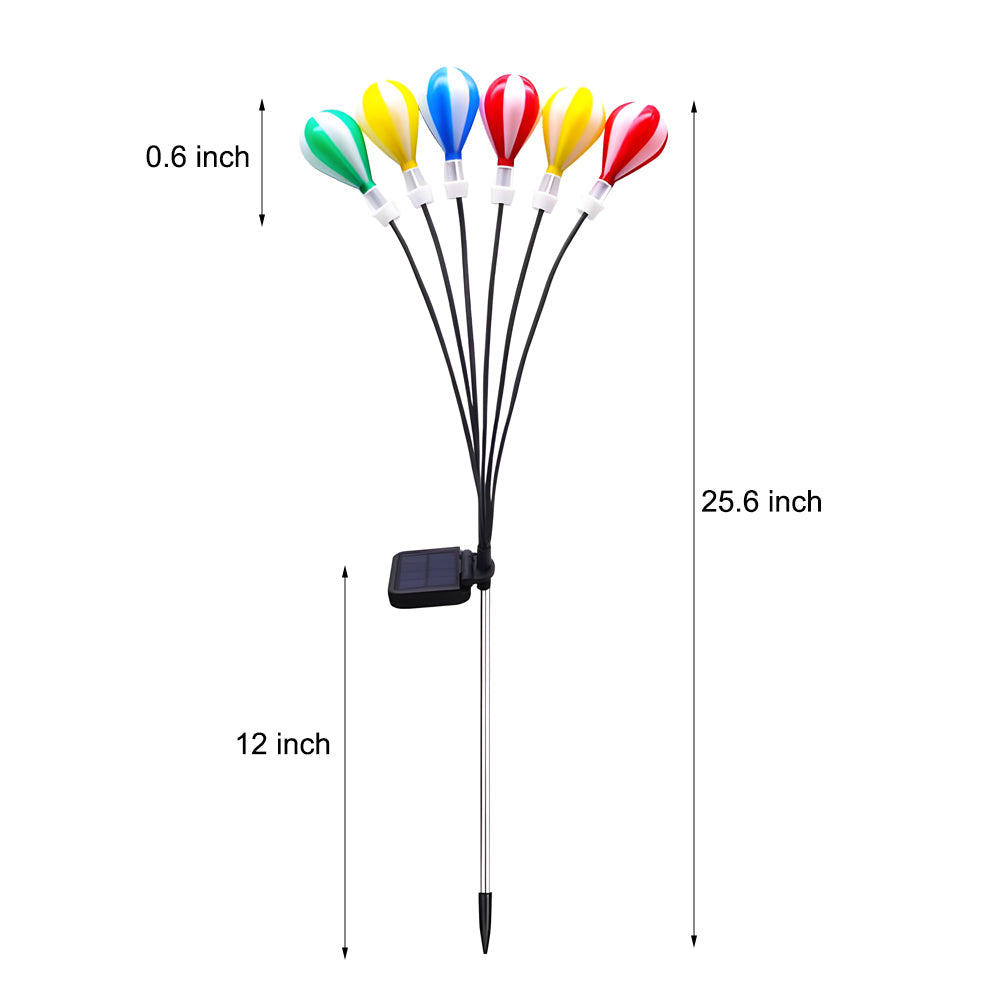 Pack of 2 Solar Powered Hot Air Balloon Swaying Garden Lights Waterproof Outdoor LED Landscape Stake