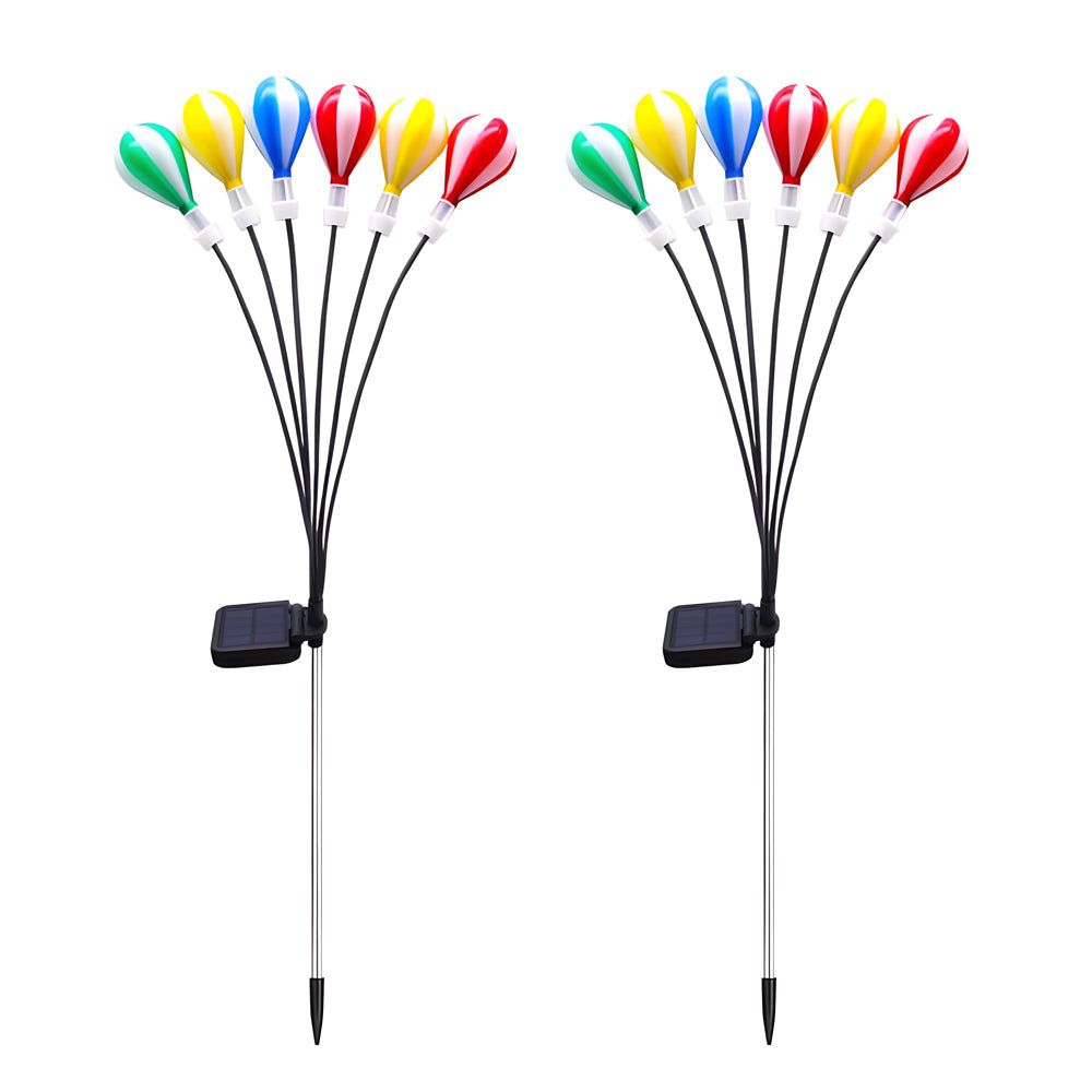 Pack of 2 Solar Powered Hot Air Balloon Swaying Garden Lights Waterproof Outdoor LED Landscape Stake