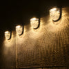 Pack of 4 Modern Outdoor Solar Powered Black LED Fence Wall Lights