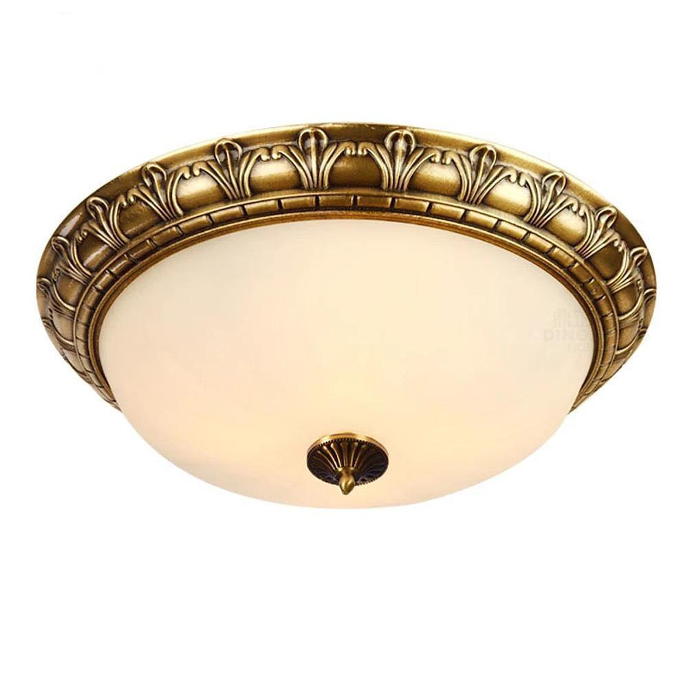 Vintage Bronze Flush Mount Ceiling Light Fixture with Frosted Glass Shade for Hallways and Bedrooms
