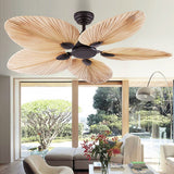 Tropical Palm Leaf 52 Inch Flush Mount Ceiling Fan with Silent Inverter Motor and Remote Control