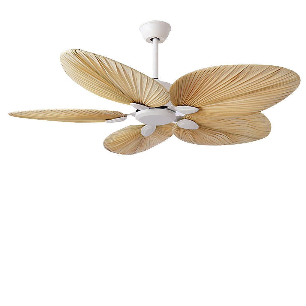Tropical Palm Leaf 52 Inch Flush Mount Ceiling Fan with Silent Inverter Motor and Remote Control