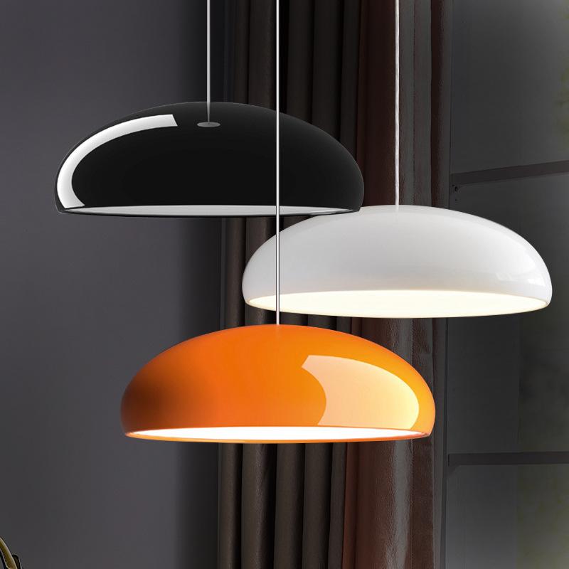 Pangen Modern Glossy Aluminum Dome Pendant Light 60cm Polycarbonate Diffuser Ceiling Fixture