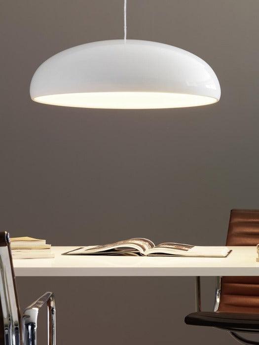Pangen Modern Glossy Aluminum Dome Pendant Light 60cm Polycarbonate Diffuser Ceiling Fixture