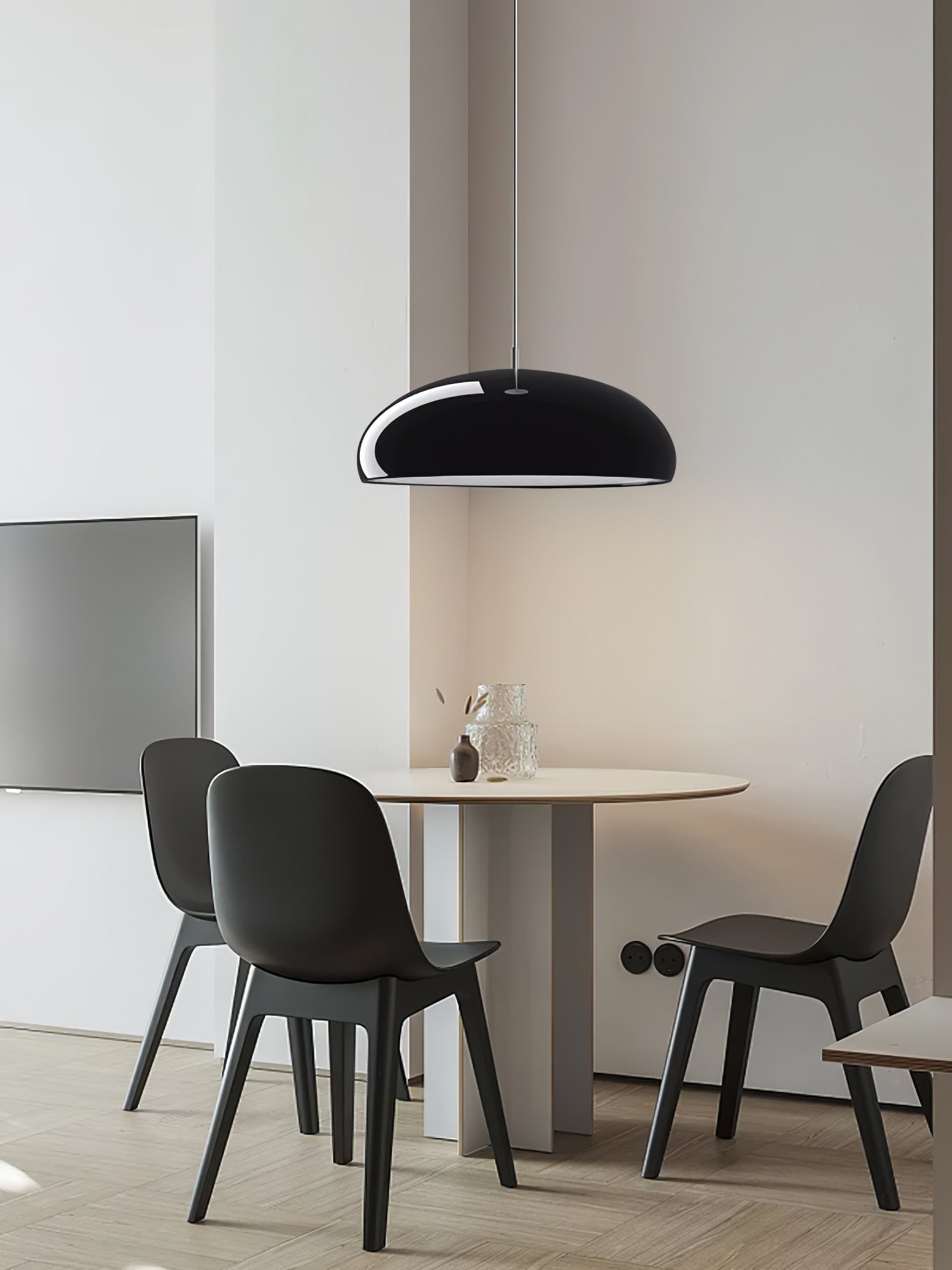 Pangen Modern Glossy Aluminum Dome Pendant Light 60cm Polycarbonate Diffuser Ceiling Fixture