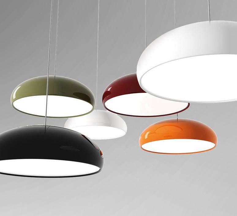 Pangen Modern Glossy Aluminum Dome Pendant Light 60cm Polycarbonate Diffuser Ceiling Fixture