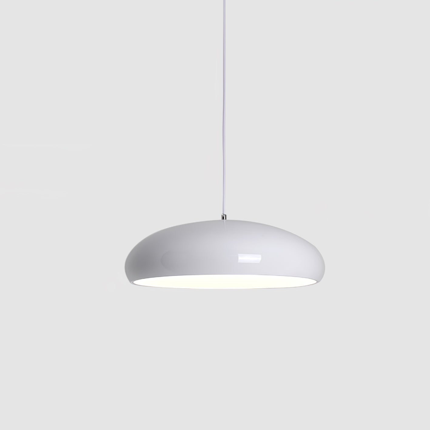 Pangen Modern Glossy Aluminum Dome Pendant Light 60cm Polycarbonate Diffuser Ceiling Fixture