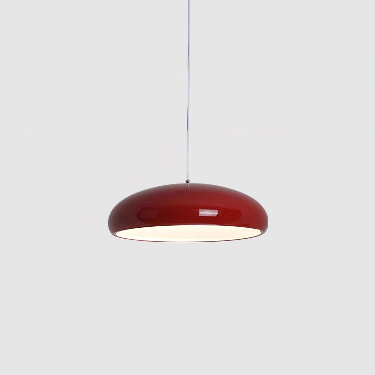 Pangen Modern Glossy Aluminum Dome Pendant Light 60cm Polycarbonate Diffuser Ceiling Fixture