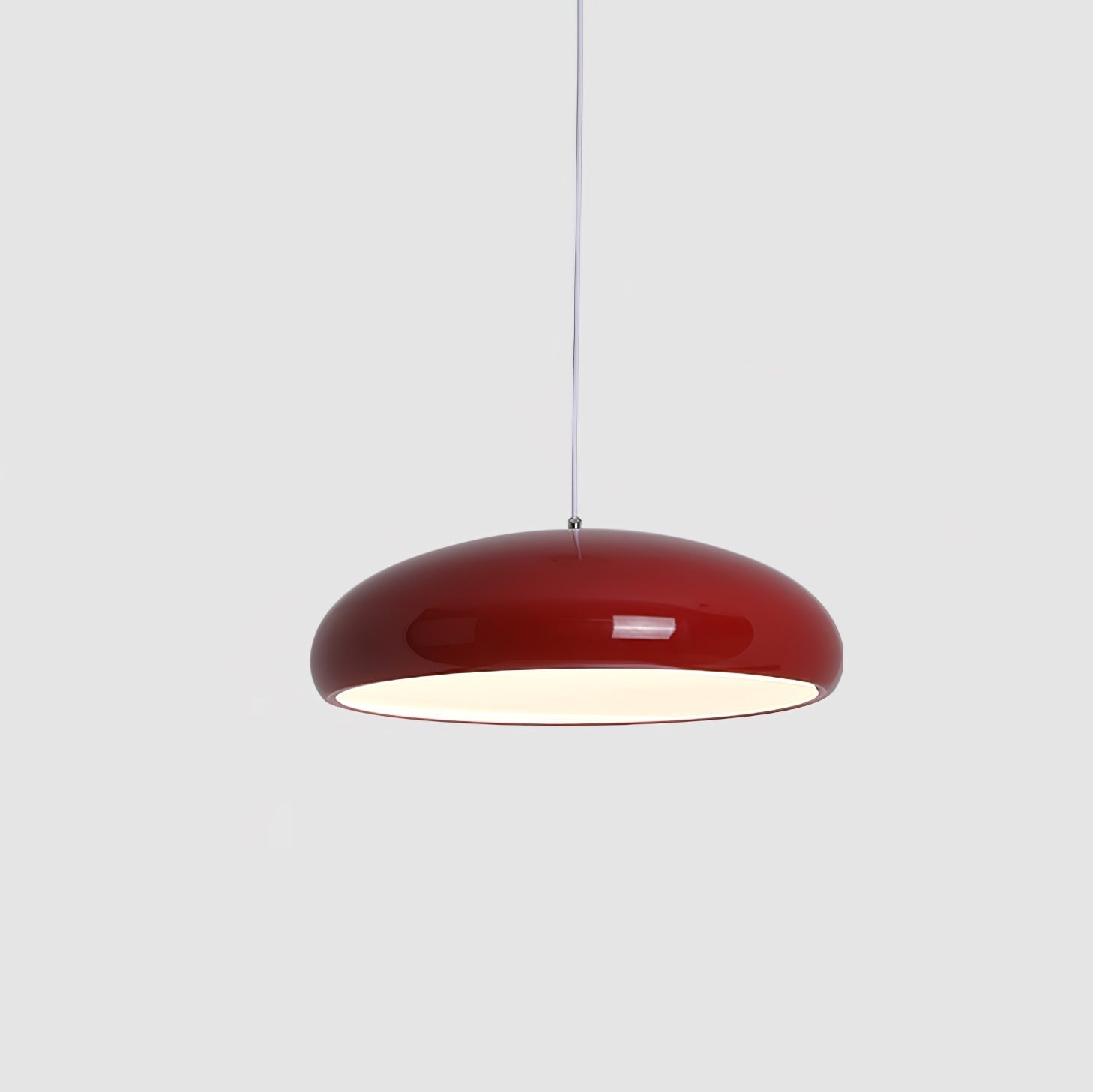 Pangen Modern Glossy Aluminum Dome Pendant Light 60cm Polycarbonate Diffuser Ceiling Fixture
