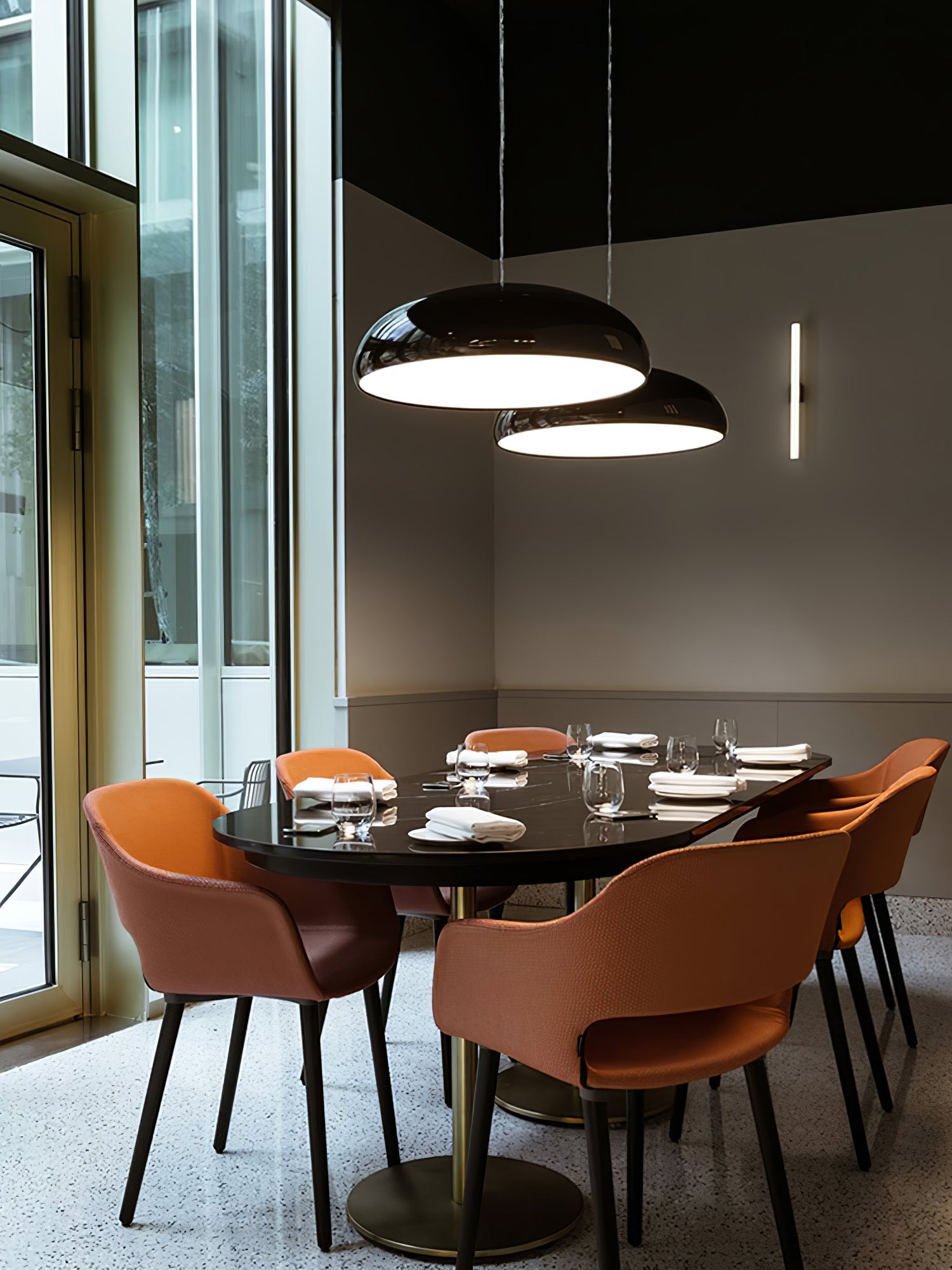 Pangen Modern Glossy Aluminum Dome Pendant Light 60cm Polycarbonate Diffuser Ceiling Fixture