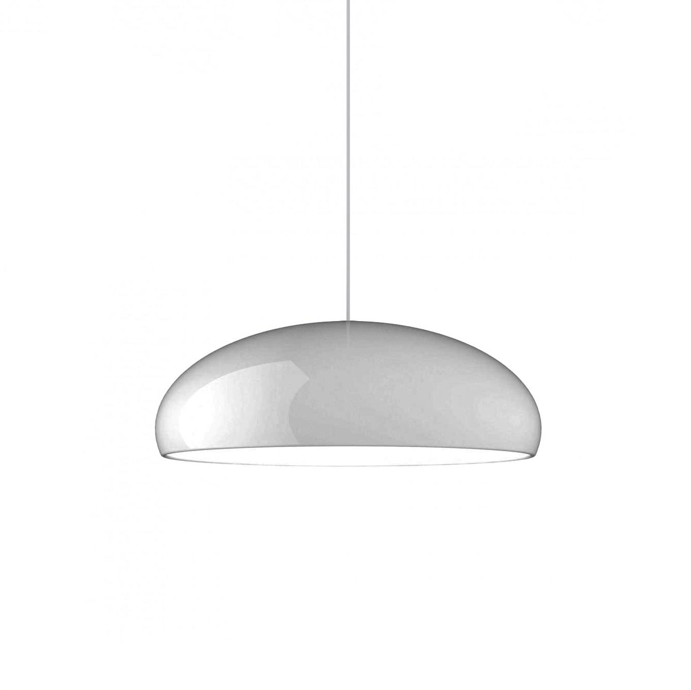 Pangen Modern Glossy Aluminum Dome Pendant Light 60cm Polycarbonate Diffuser Ceiling Fixture