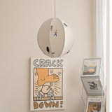 Park Scene Embroidered White Fabric Textile Pendant Light for Bedroom and Dining Areas