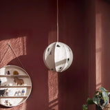 Park Scene Embroidered White Fabric Textile Pendant Light for Bedroom and Dining Areas