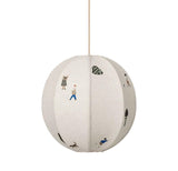 Park Scene Embroidered White Fabric Textile Pendant Light for Bedroom and Dining Areas