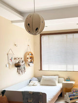 Park Scene Embroidered White Fabric Textile Pendant Light for Bedroom and Dining Areas