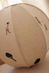 Park Scene Embroidered White Fabric Textile Pendant Light for Bedroom and Dining Areas