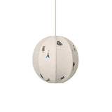 Park Scene Embroidered White Fabric Textile Pendant Light for Bedroom and Dining Areas