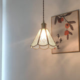 Patterned Frosted Glass Pendant Light with Solid Brass Body for Modern Interior Spaces