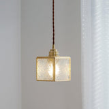 Patterned Frosted Glass Pendant Light with Solid Brass Body for Modern Interior Spaces