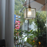 Patterned Frosted Glass Pendant Light with Solid Brass Body for Modern Interior Spaces