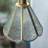 Patterned Frosted Glass Pendant Light with Solid Brass Body for Modern Interior Spaces