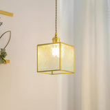 Patterned Frosted Glass Pendant Light with Solid Brass Body for Modern Interior Spaces