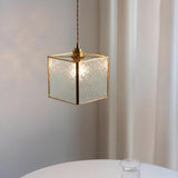 Patterned Frosted Glass Pendant Light with Solid Brass Body for Modern Interior Spaces