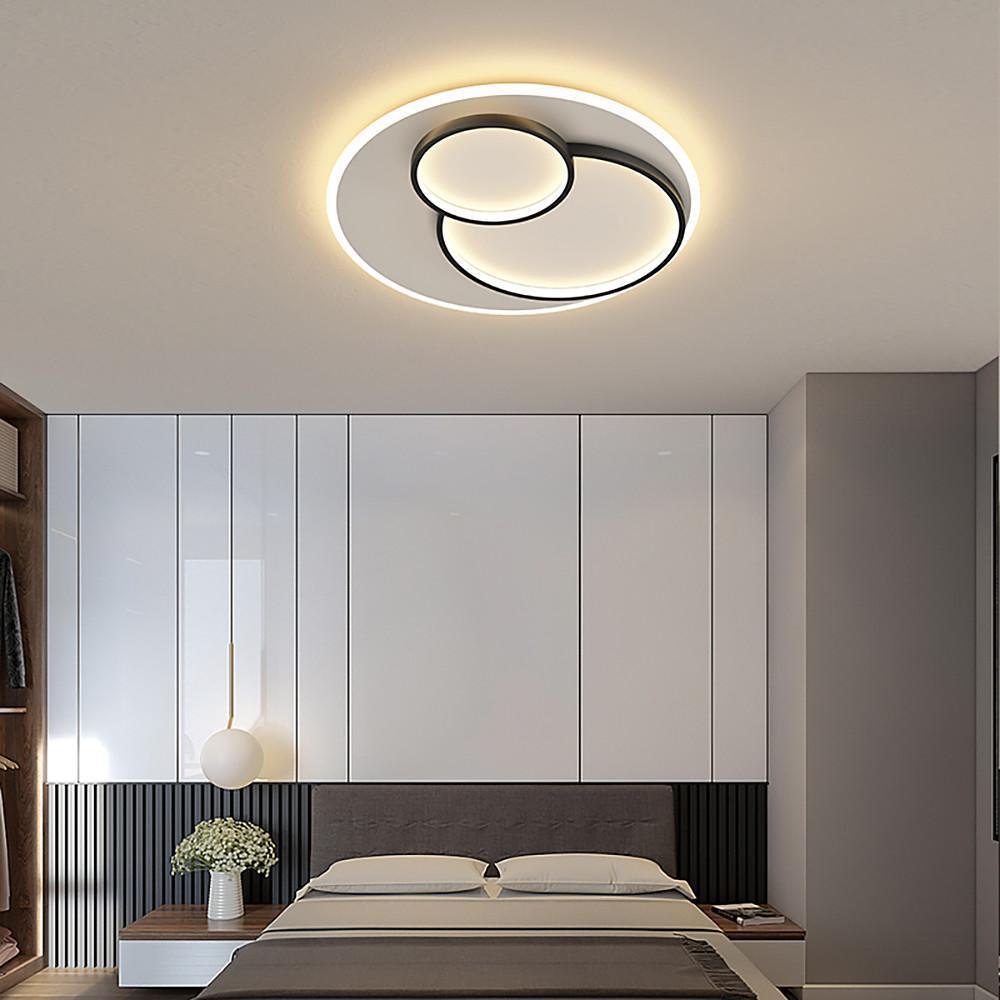Modern Three Ring Geometric LED Ceiling Light Metal Flush Mount Fixture for Bedroom and Living Room