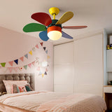 Modern 30 Inch LED Ceiling Fan Light for Kids Room with Silent Motor and Three Speed Dual Control