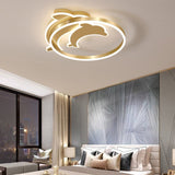 Modern Creative Dolphin LED Ceiling Lamp Three Color Dimmable Flush Mount Light Fixture