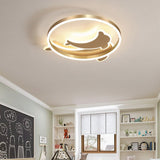 Modern Creative Dolphin LED Ceiling Lamp Three Color Dimmable Flush Mount Light Fixture