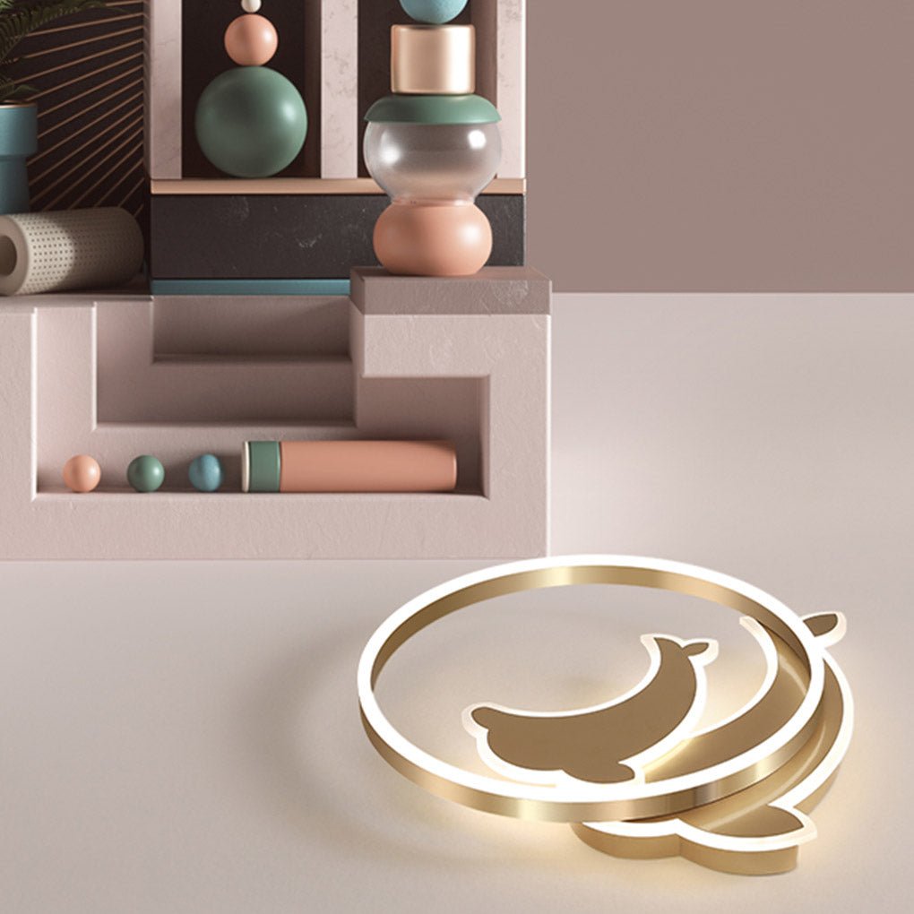 Modern Creative Dolphin LED Ceiling Lamp Three Color Dimmable Flush Mount Light Fixture