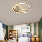 Modern Creative Dolphin LED Ceiling Lamp Three Color Dimmable Flush Mount Light Fixture