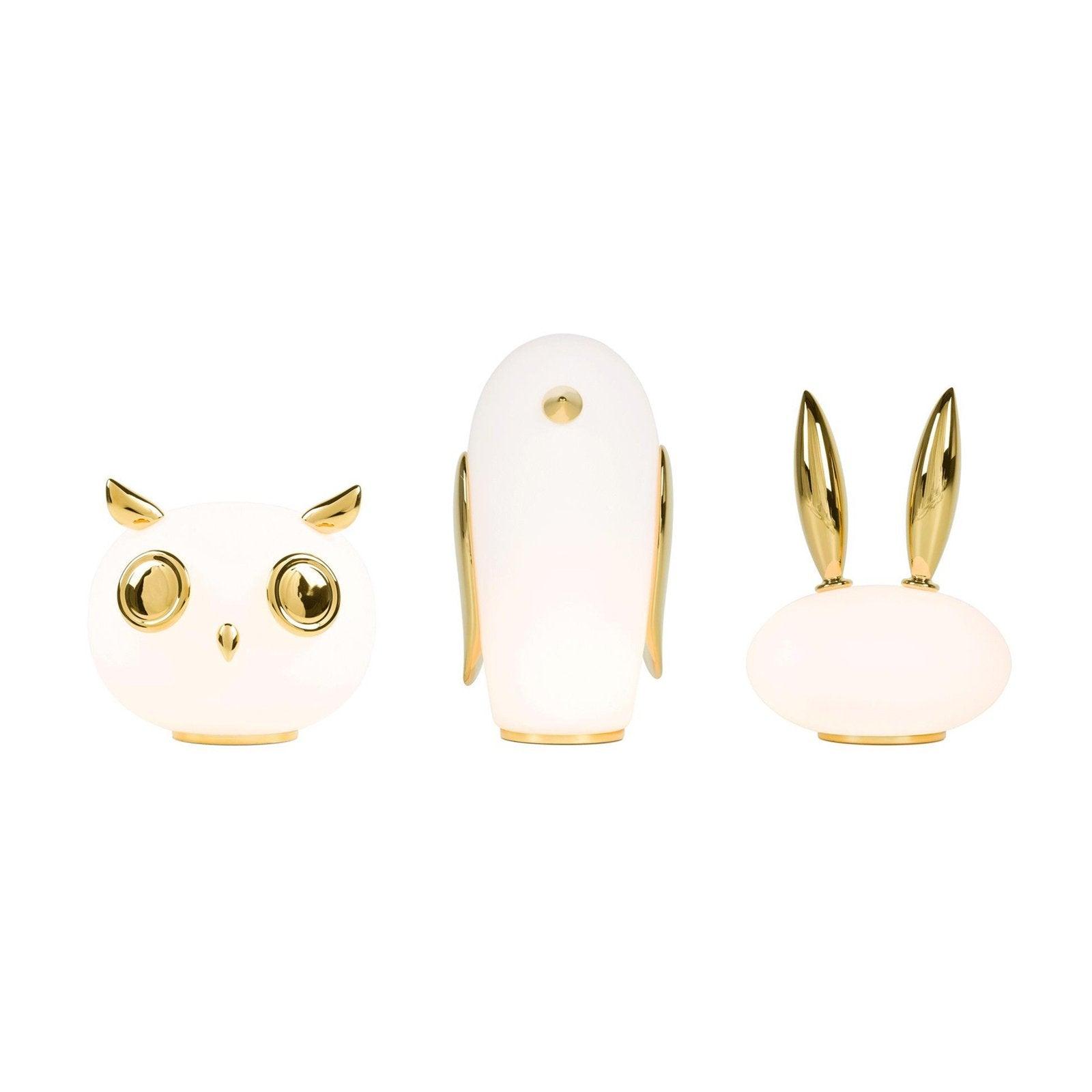 Animal Shaped Glass Table Lamp Modern Owl Rabbit Penguin Gold Bedside Nightstand Light