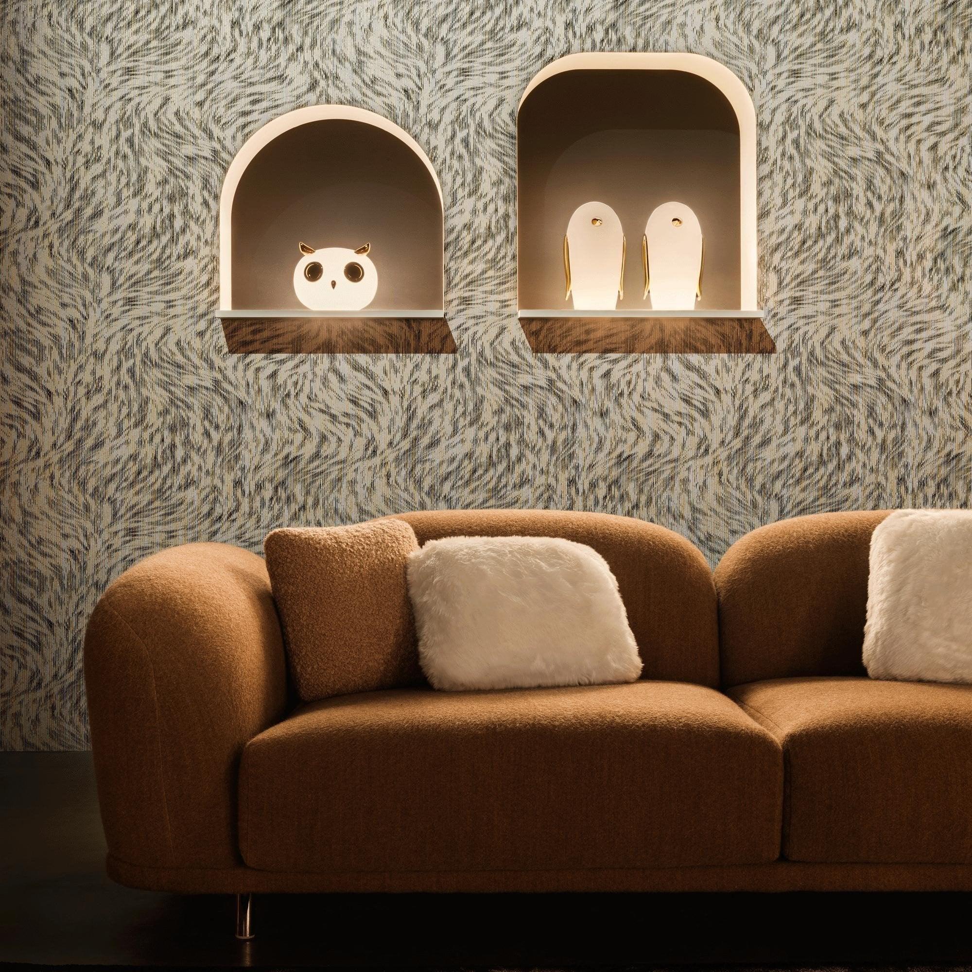 Animal Shaped Glass Table Lamp Modern Owl Rabbit Penguin Gold Bedside Nightstand Light