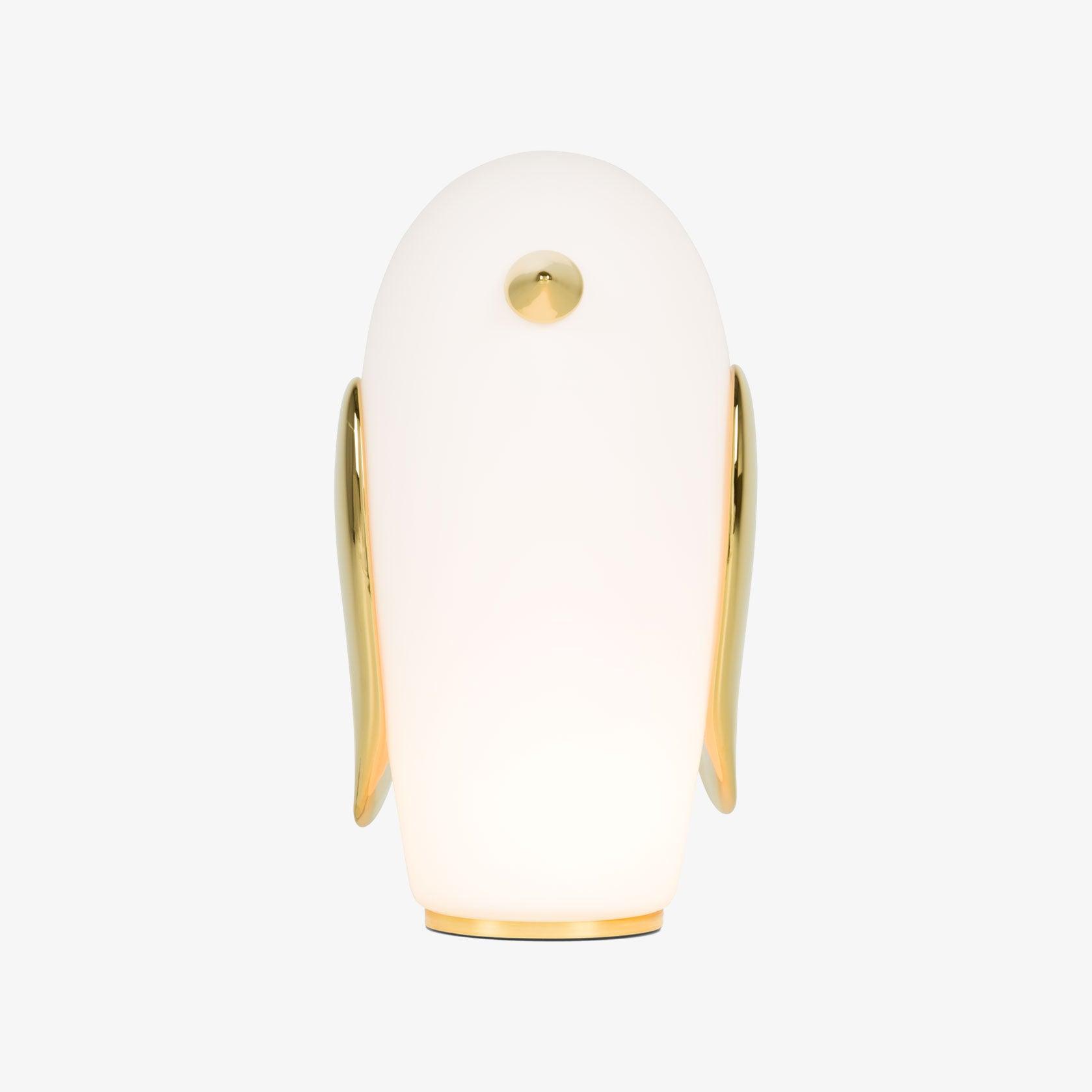 Animal Shaped Glass Table Lamp Modern Owl Rabbit Penguin Gold Bedside Nightstand Light