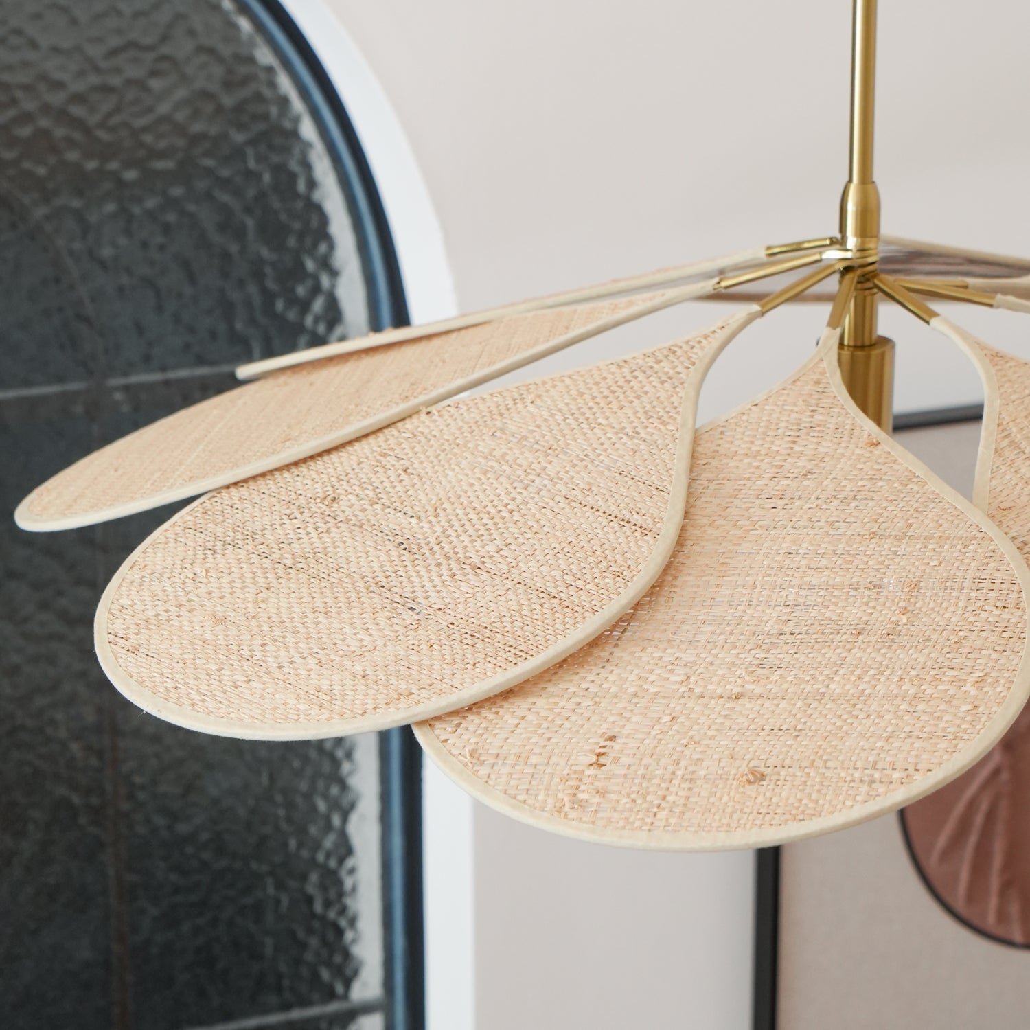 Petals Bloom Floral Rattan Pendant Light Modern Boho Ceiling Fitting for Living Room Bedroom