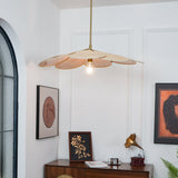Petals Bloom Floral Rattan Pendant Light Modern Boho Ceiling Fitting for Living Room Bedroom