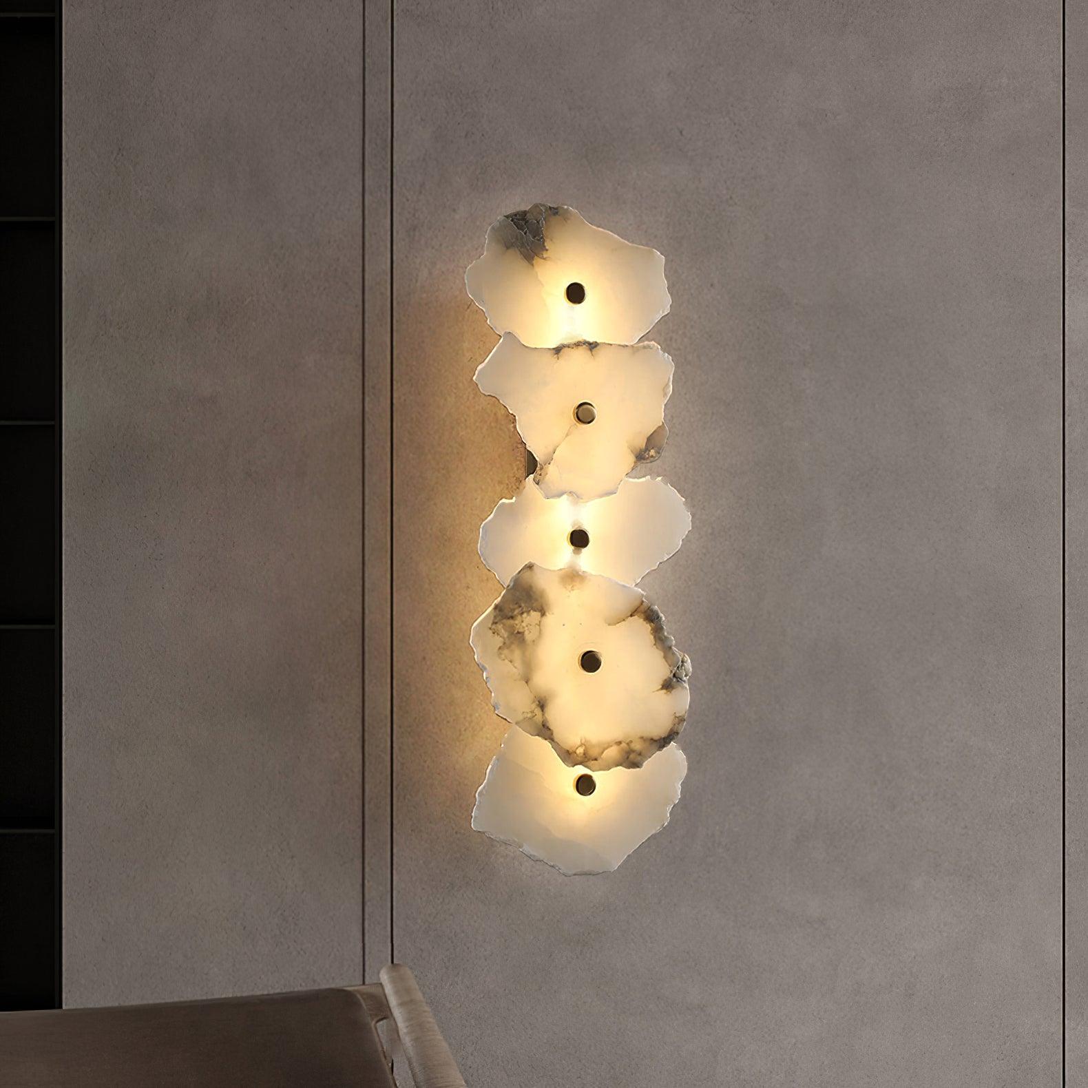Petra Modern Alabaster Wall Sconce Gold LED Interior Light for Living Room and Bedroom