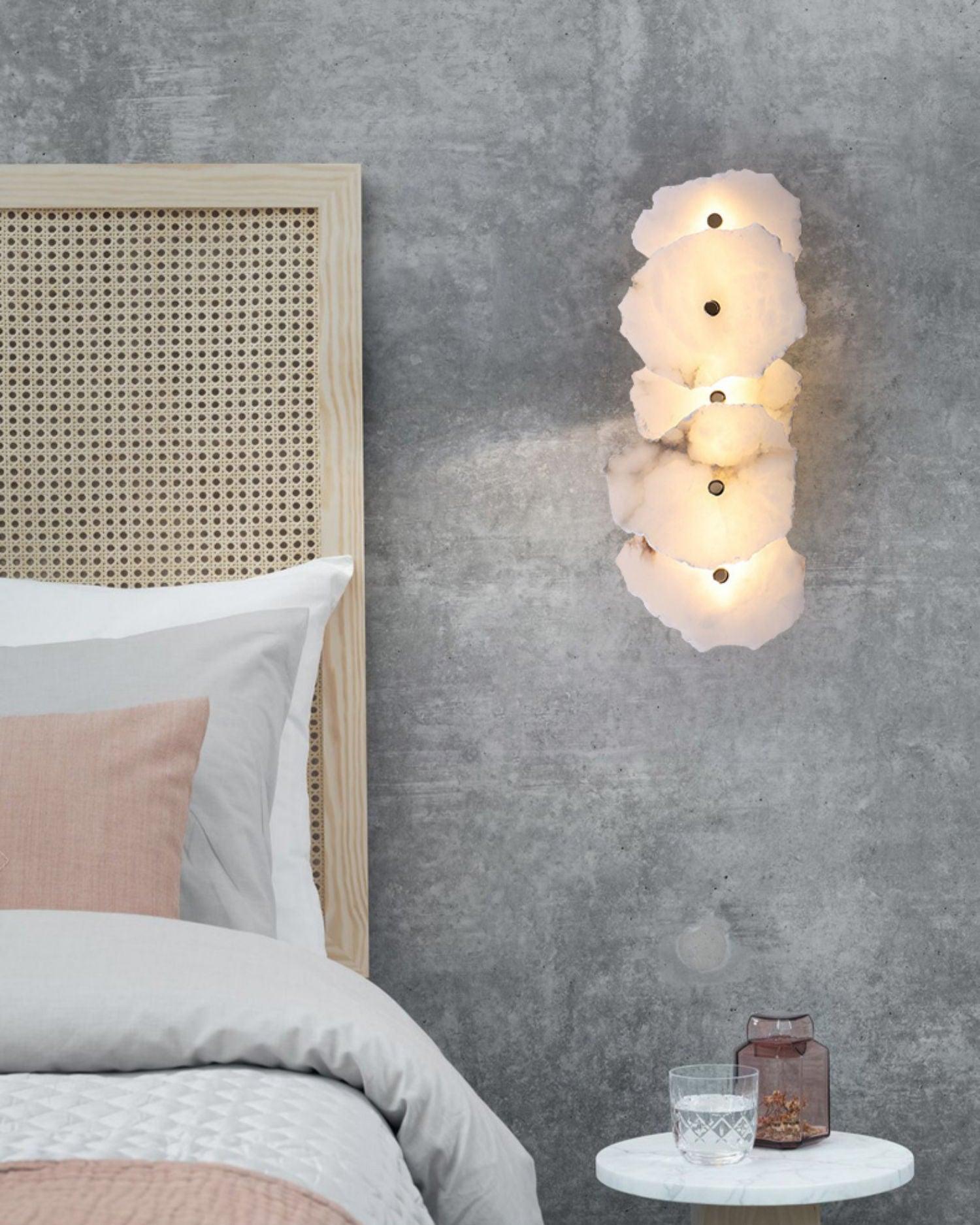 Petra Modern Alabaster Wall Sconce Gold LED Interior Light for Living Room and Bedroom