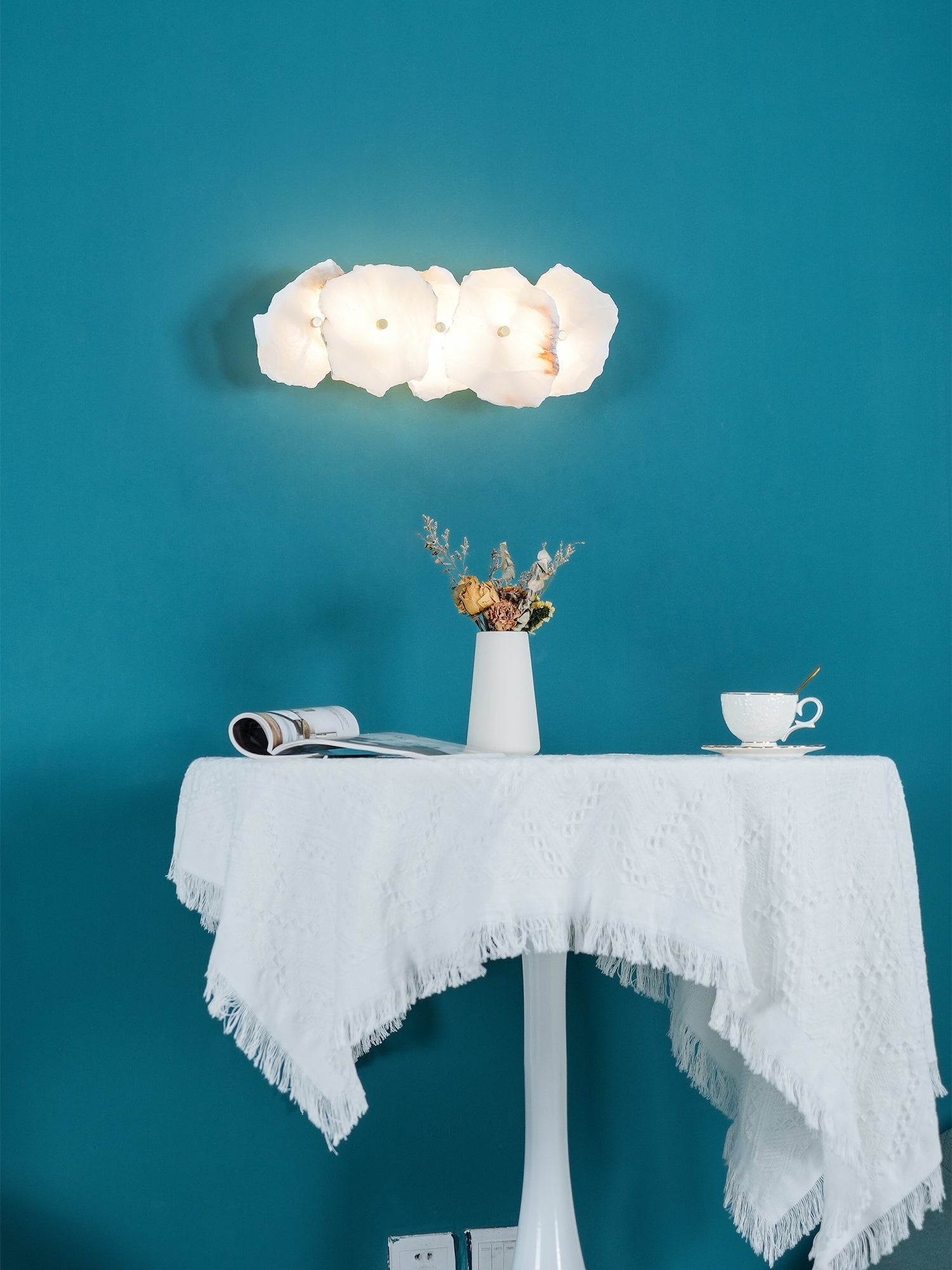 Petra Modern Alabaster Wall Sconce Gold LED Interior Light for Living Room and Bedroom