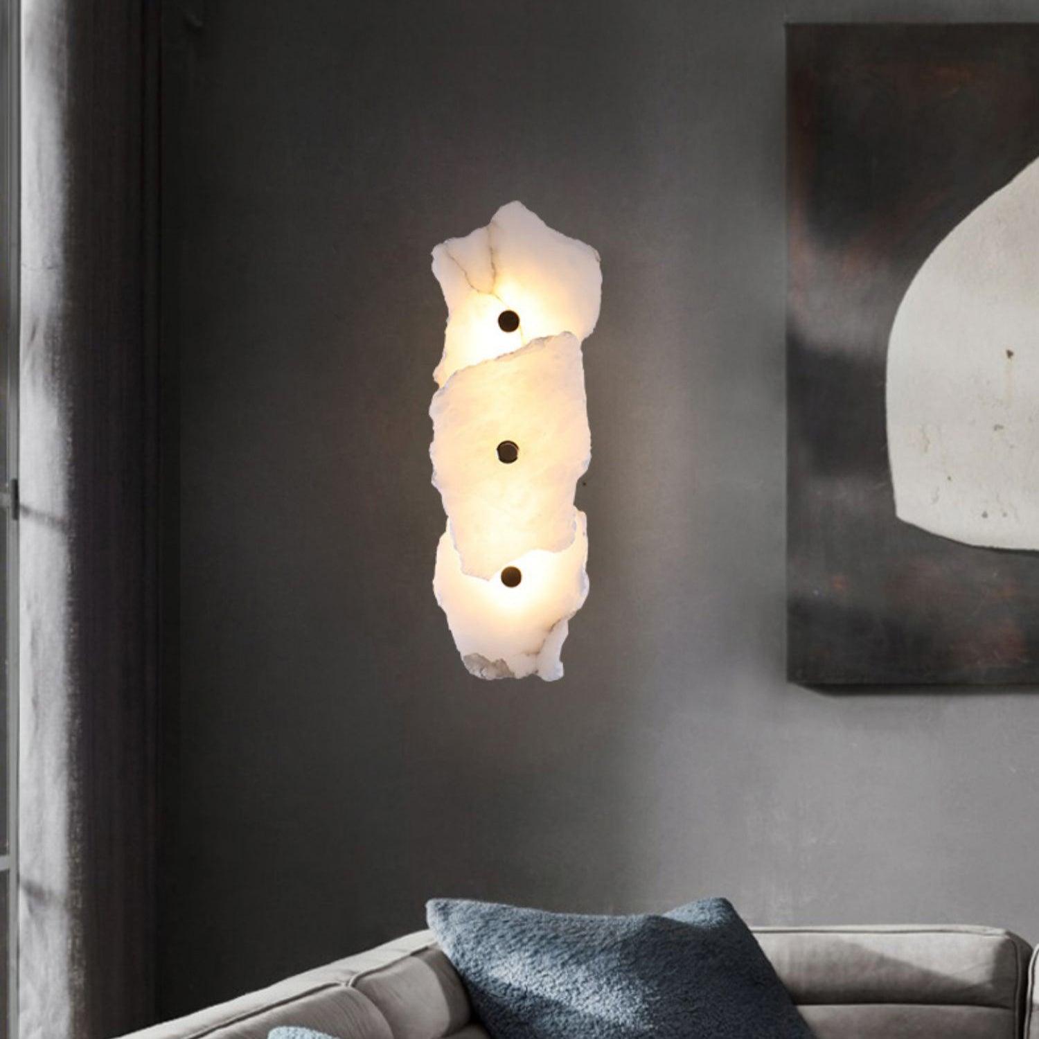 Petra Modern Alabaster Wall Sconce Gold LED Interior Light for Living Room and Bedroom