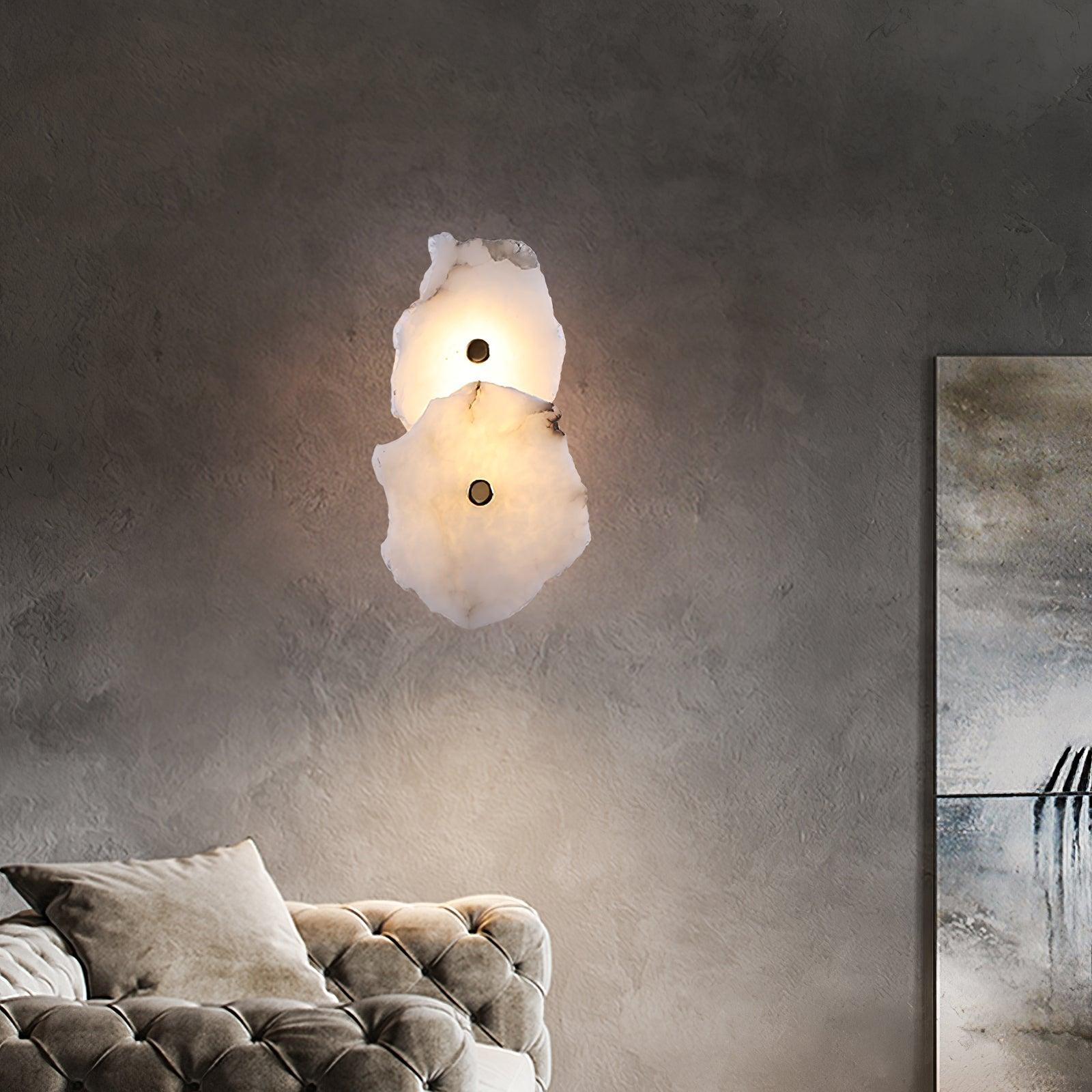 Petra Modern Alabaster Wall Sconce Gold LED Interior Light for Living Room and Bedroom